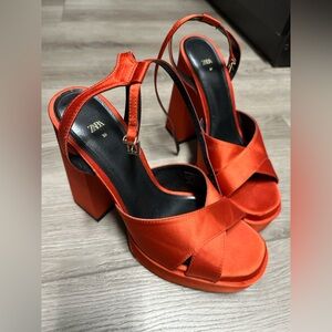 Zara, hot orange, platform heels
